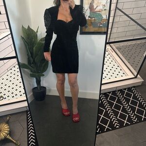 Vintage Black Dress with Sequin Accents and Matching Jacket